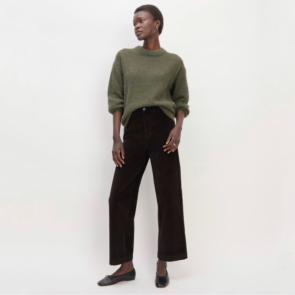 Everlane THE CORDUROY WIDE-LEG PANT Black Organic Cotton Size 28R